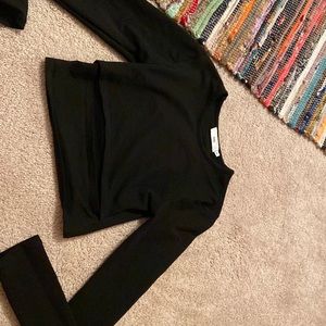 Adika long sleeve crop top with slit at bottom